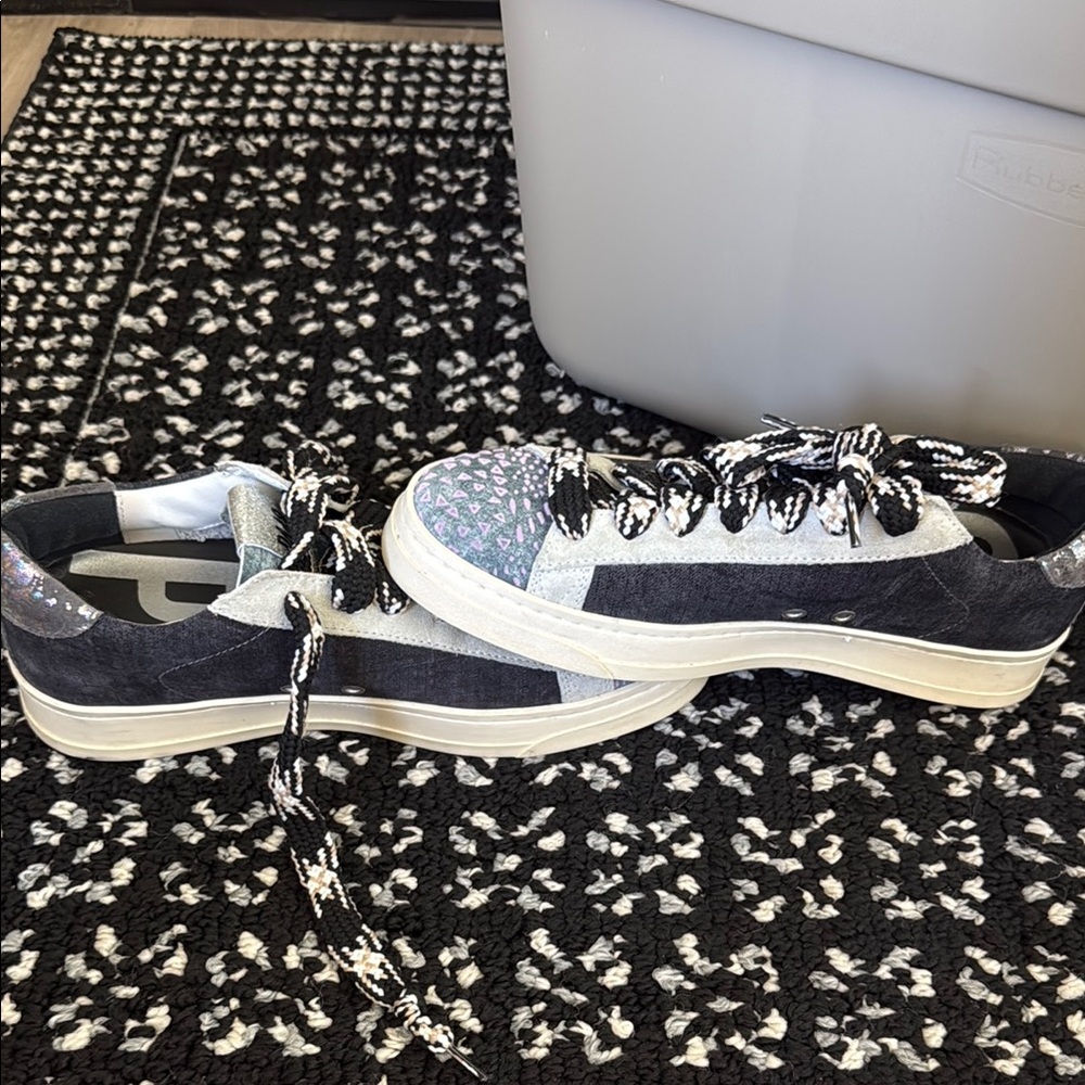 P448 Black and Silver Women's Sneakers